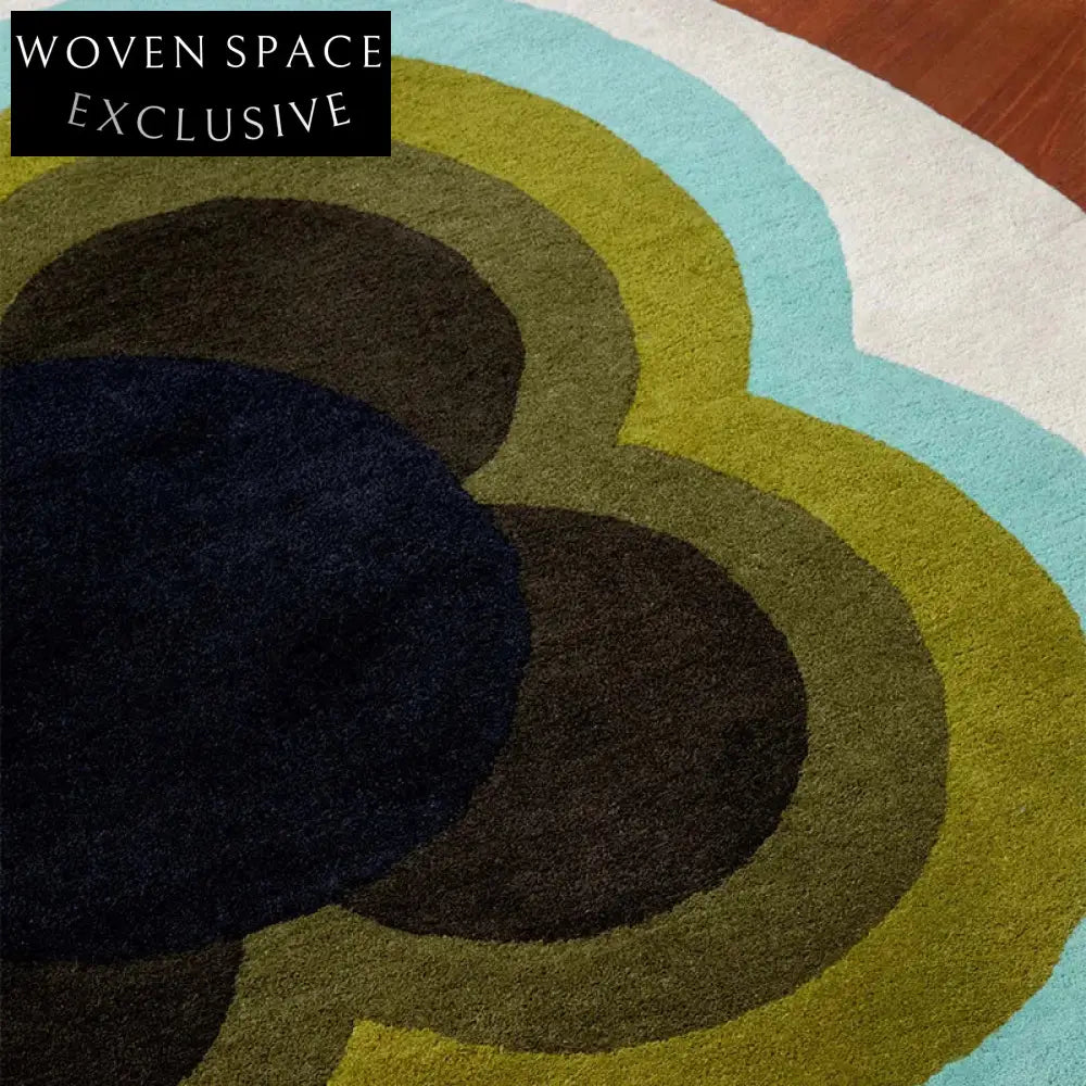 Modern Geometric Artistic Room Rug - Custom Handmade Polyester Living Area Carpet