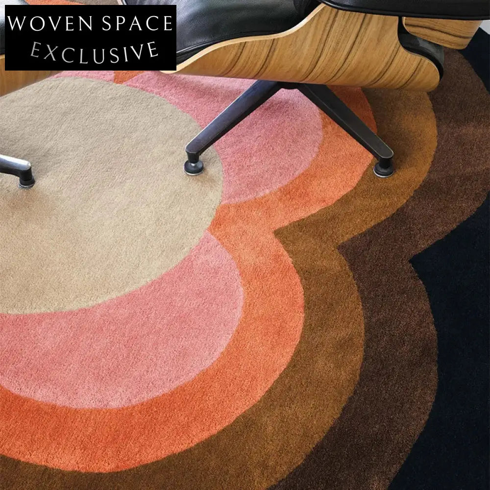 Modern Geometric Artistic Room Rug - Custom Handmade Polyester Living Area Carpet