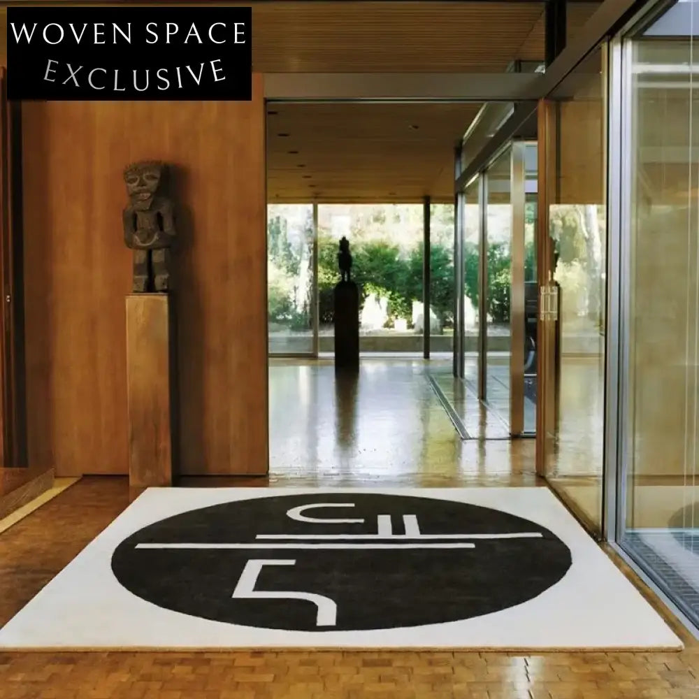 Modern Geometric Black Gray White Hand-Tufted Polyester Area Rug