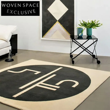Modern Geometric Black Gray White Hand-Tufted Polyester Area Rug