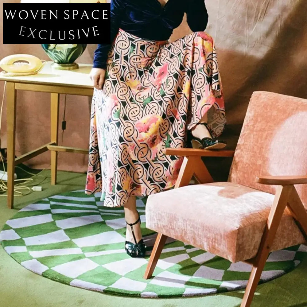 Modern Geometric Circular Area Rug, Soft Polyester Wilton Style Carpet for Living Room