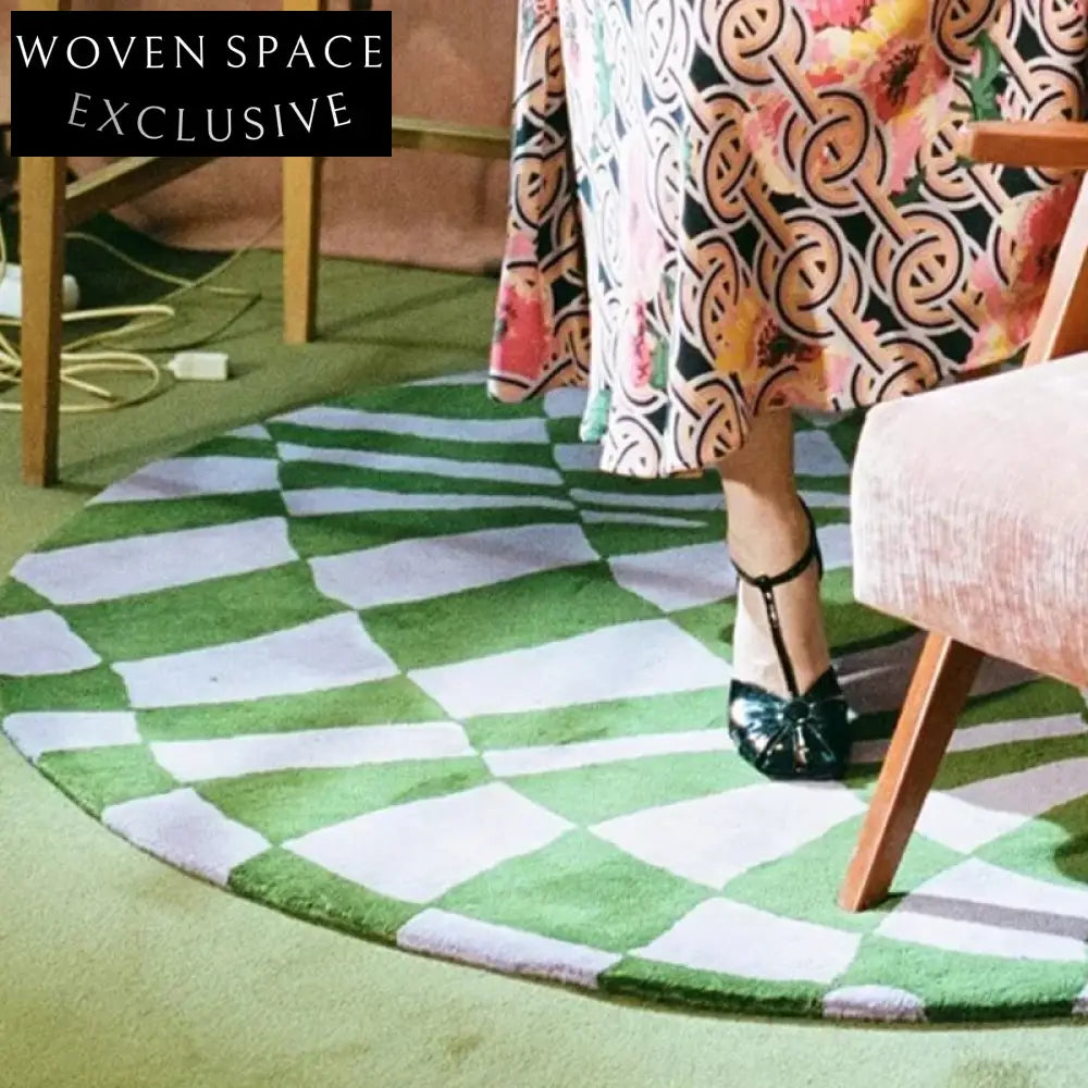 Modern Geometric Circular Area Rug, Soft Polyester Wilton Style Carpet for Living Room