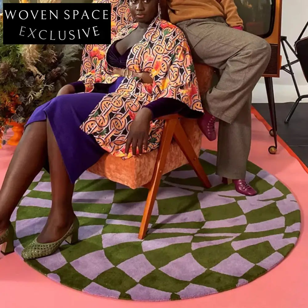 Modern Geometric Circular Area Rug, Soft Polyester Wilton Style Carpet for Living Room