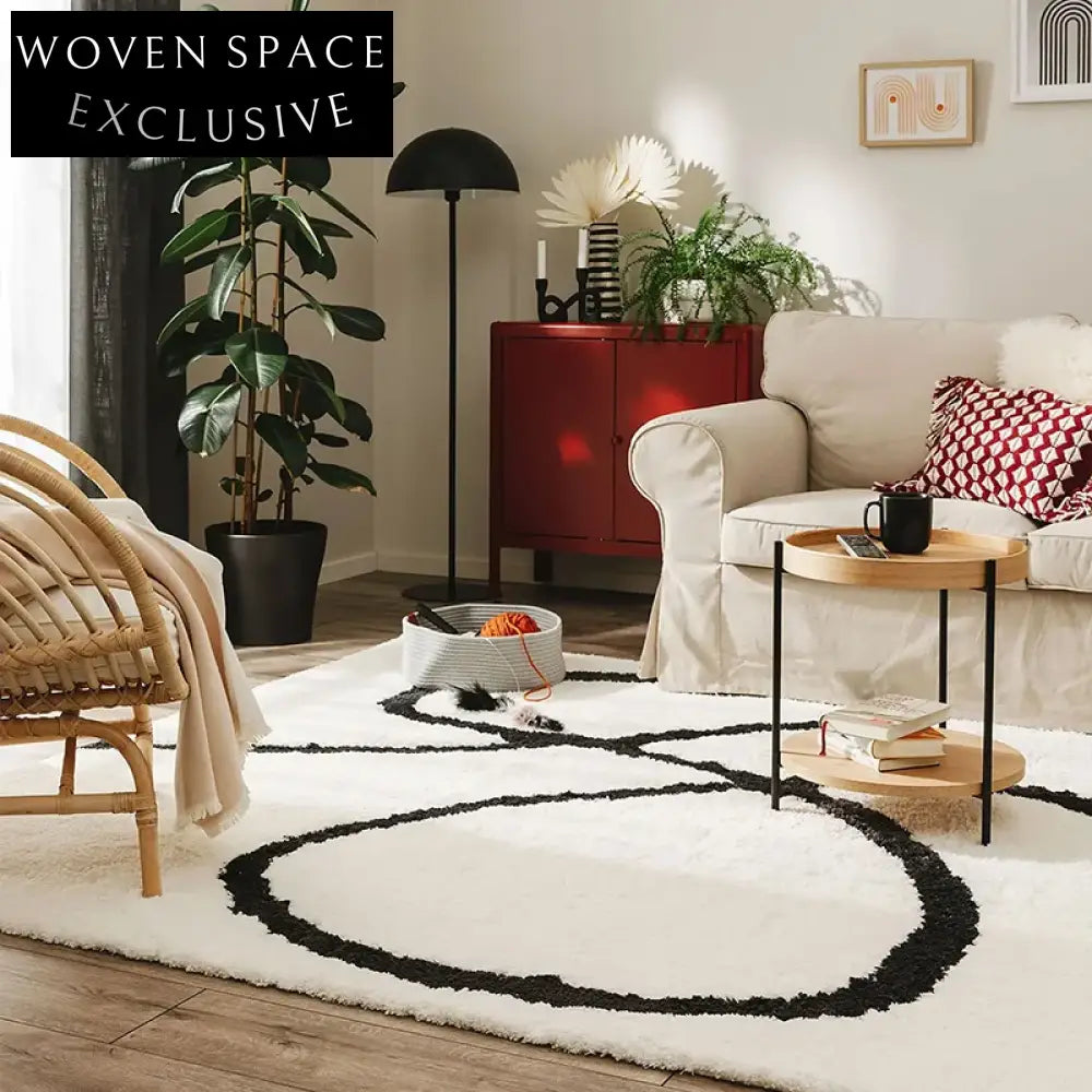 Modern Geometric Cream Patterned Polyester Area Rug