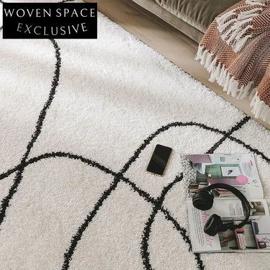 Modern Geometric Cream Patterned Polyester Area Rug