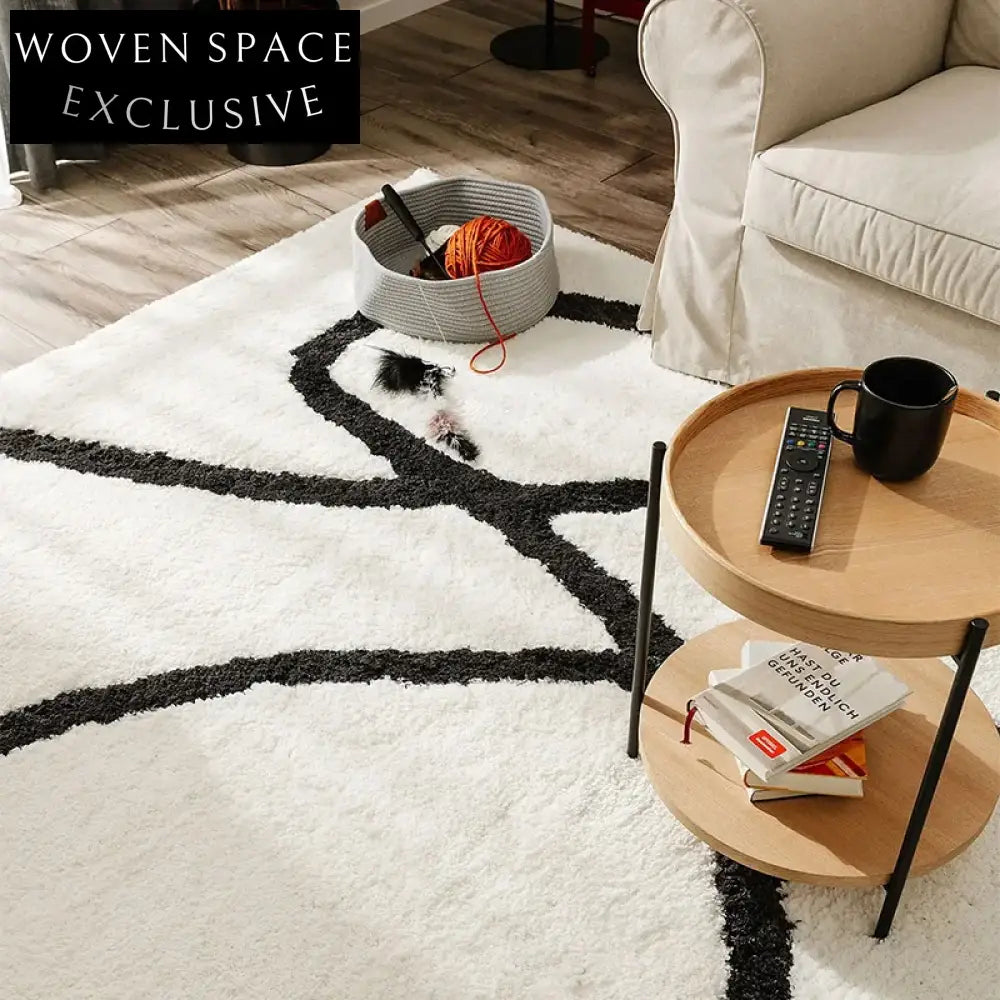 Modern Geometric Cream Patterned Polyester Area Rug