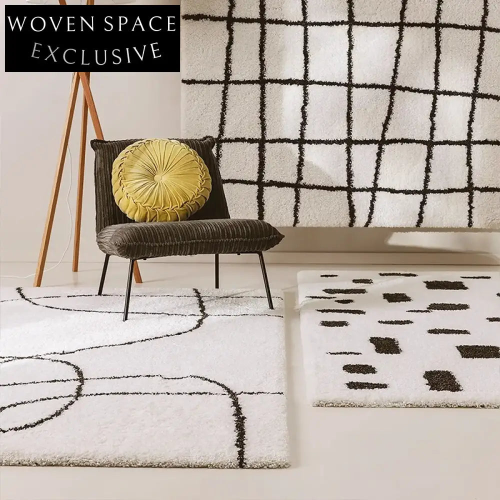 Modern Geometric Cream Patterned Polyester Area Rug