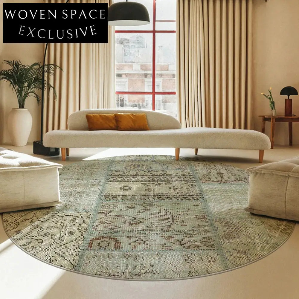 Modern Geometric Green Area Rug for Swivel Chairs & Study Spaces