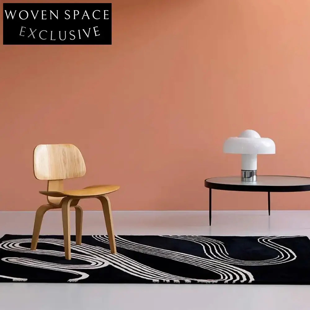 Modern Geometric Line Hand-Tufted Polyester Area Rug for Living Room Bedroom