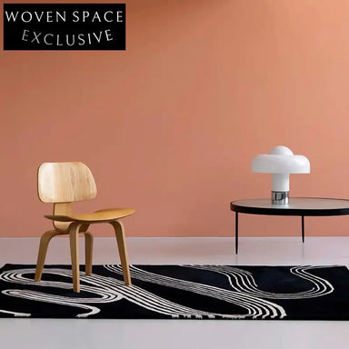 Modern Geometric Line Hand-Tufted Polyester Area Rug for Living Room Bedroom