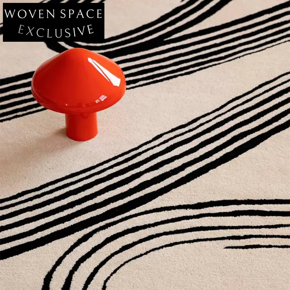 Modern Geometric Line Hand-Tufted Polyester Area Rug for Living Room Bedroom