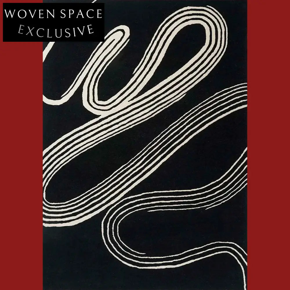 Modern Geometric Line Hand-Tufted Polyester Area Rug for Living Room Bedroom