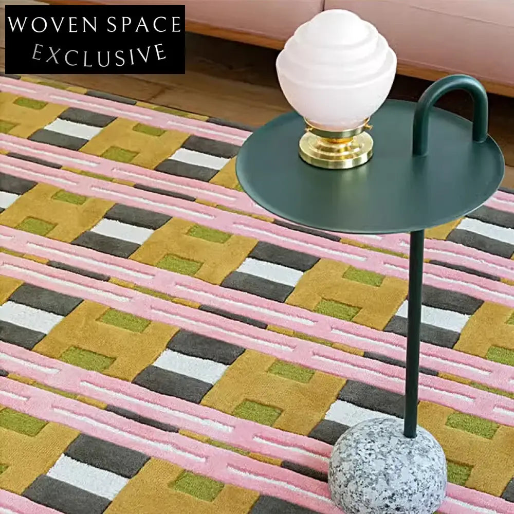 Modern Geometric Liquid Silk Area Rug - Handmade Thick Luxury Carpet for Living Room