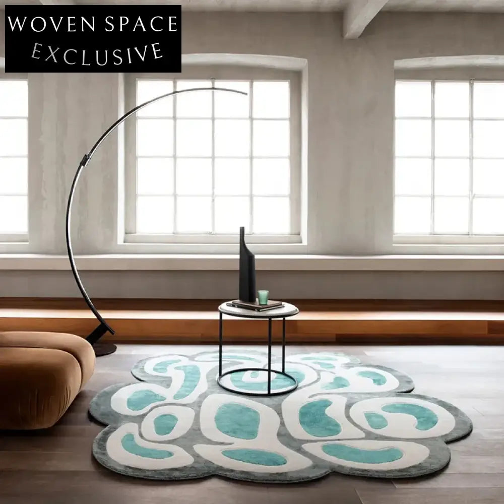 Modern Geometric Pattern Area Rug Non-Slip Polyester Fiber Floor Carpet