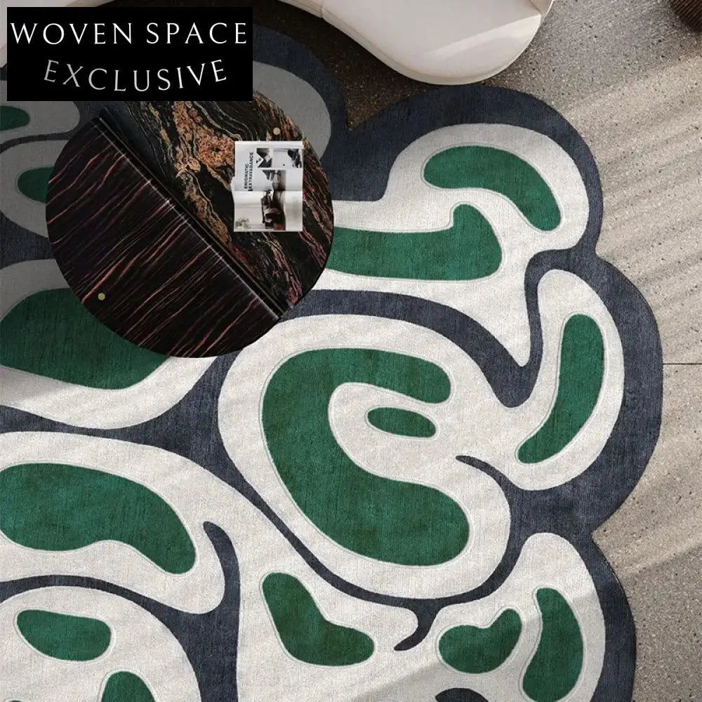 Modern Geometric Pattern Area Rug Non-Slip Polyester Fiber Floor Carpet