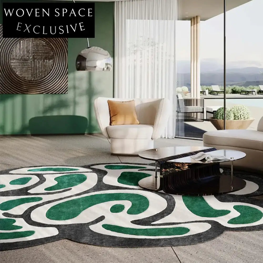 Modern Geometric Pattern Area Rug Non-Slip Polyester Fiber Floor Carpet