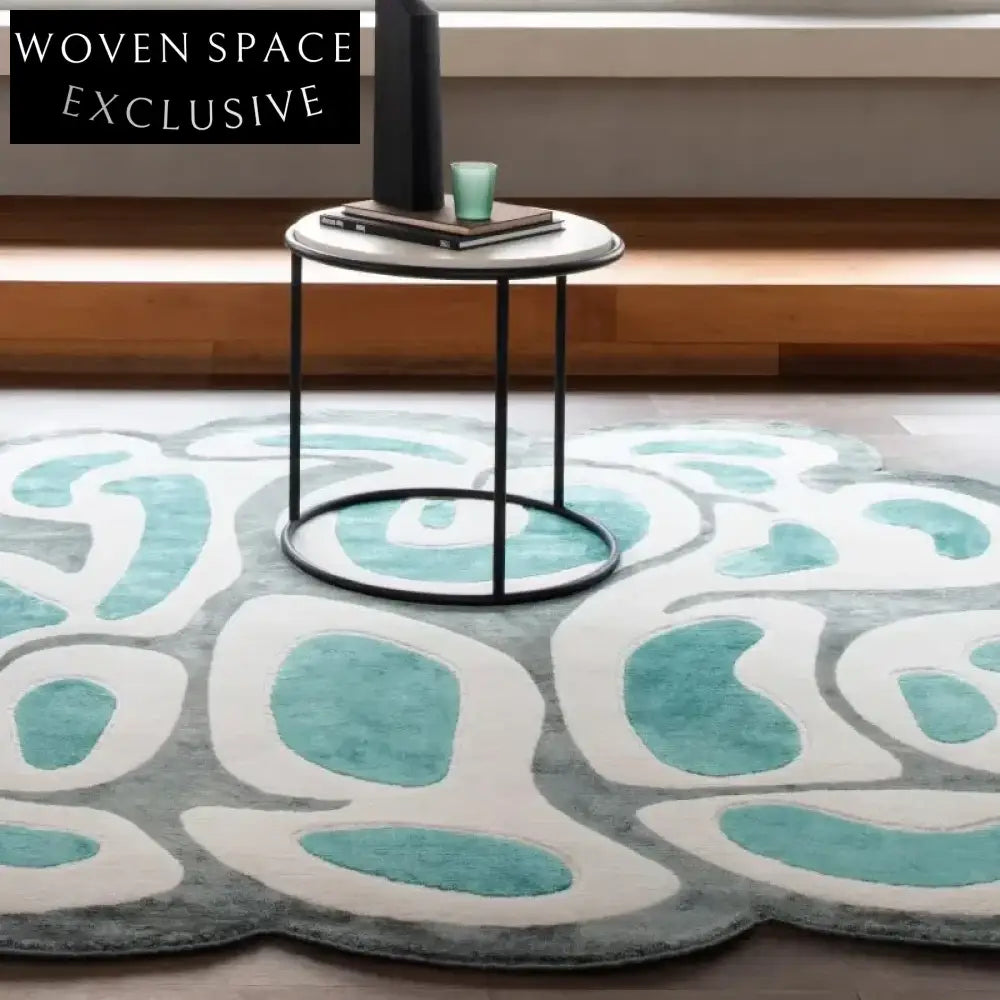 Modern Geometric Pattern Area Rug Non-Slip Polyester Fiber Floor Carpet