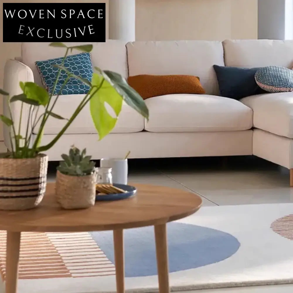 Modern Geometric Pattern Hand-Woven Polyester Area Rug for Living Room Comfort