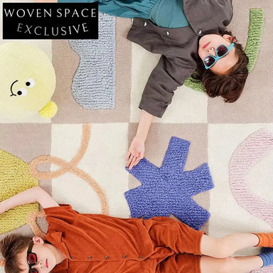 Modern Geometric Pattern Polyester Handmade Area Rug for Living Room Decor