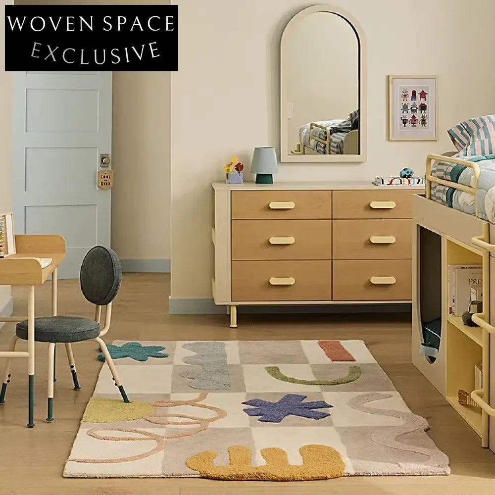 Modern Geometric Pattern Polyester Handmade Area Rug for Living Room Decor