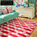 Modern Geometric Pattern Red Polyester Luxury Area Rug for Living Room