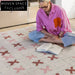 Modern Geometric Pink Polyester Area Rug for Living Room & Bedroom Floor