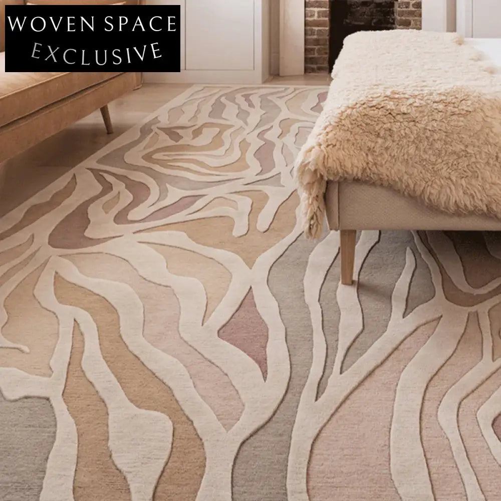 Modern Geometric Plush Polyester Area Rug for Living Room & Sofa