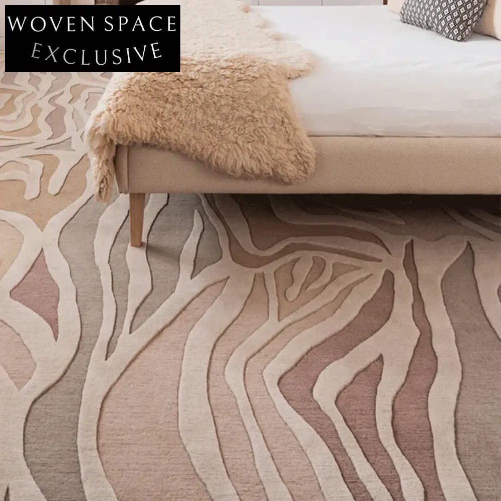 Modern Geometric Plush Polyester Area Rug for Living Room & Sofa