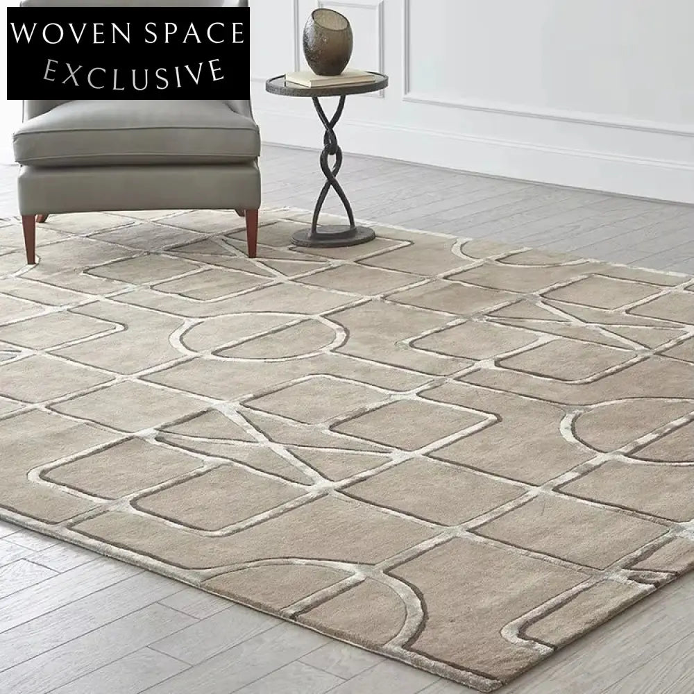 Modern Geometric Polyester Area Rug for Living Room Bedroom Coffee Table