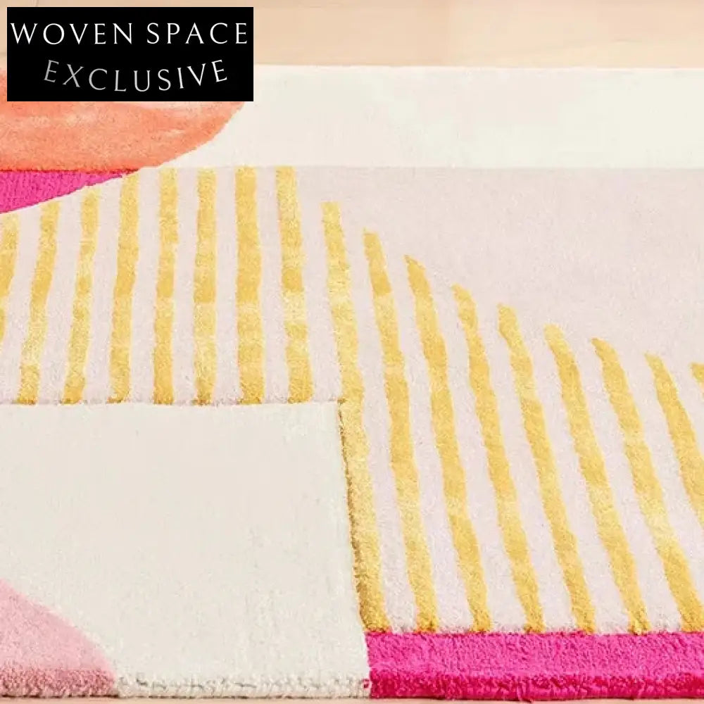 Modern Geometric Princess Kids Room Carpet for Reading Nook, Machine-Made Rug