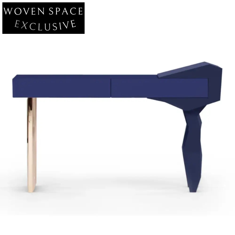 Modern Geometric Solid Wood Metal Entryway Console Table for Study & Bedroom