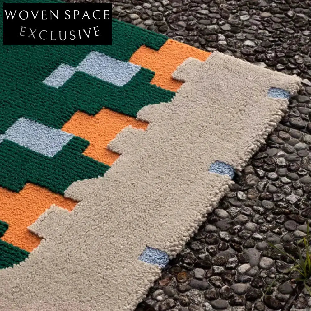 Modern Geometric Spliced Area Rug - 13mm Thick Polyester Fiber Carpet