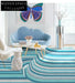 Modern Geometric Striped Polyester Area Rug for Teen Bedroom, Custom Size