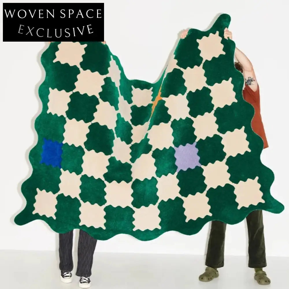 Modern Geometric Wave Area Rug, Nordic Style Handmade Polyester Bedroom Carpet