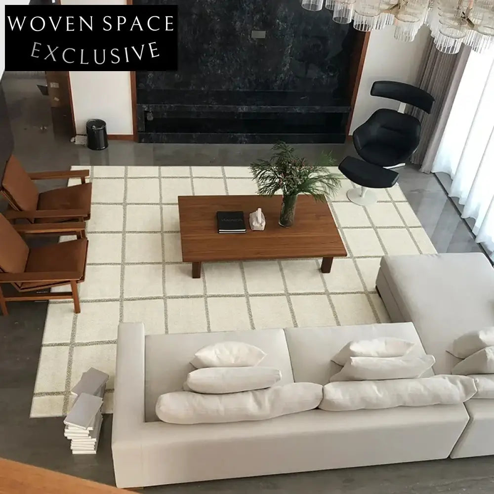 Modern Geometric Wool Area Rug Hand-Tufted Custom Design Home Decor Carpet