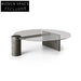 Modern Glass Top Marble Base Coffee Table and Side Table Set