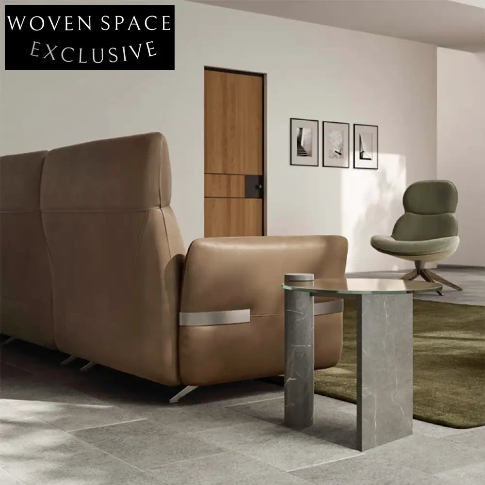 Modern Glass Top Marble Base Coffee Table and Side Table Set