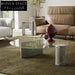 Modern Glass Top Marble Base Coffee Table and Side Table Set