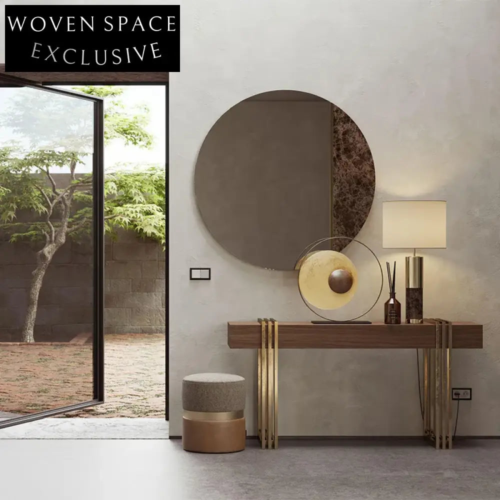 Modern Gold Base Wood Console Table with Storage Drawer, Entryway Table