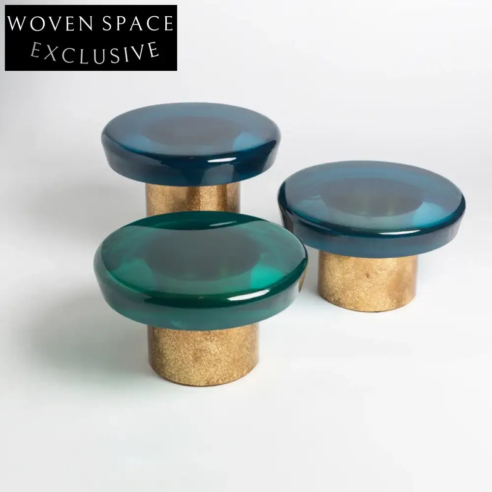 Modern Gold Brass Glass Top Round Bell Shaped Living Room Coffee Table