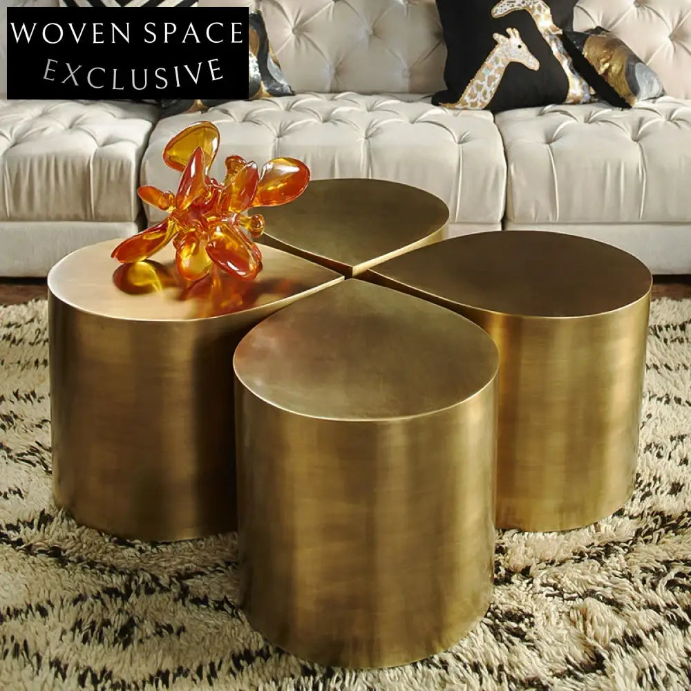 Modern Gold Iron Living Room Coffee Table with Sleek Contemporary Design