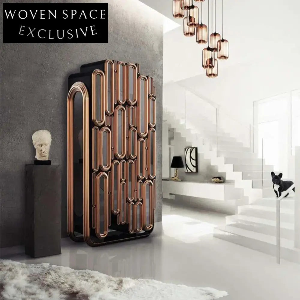 Modern Gold Metal Console Sideboard Cabinet with Glass Storage