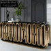 Modern Gold Metal Console Sideboard Cabinet with Glass Storage