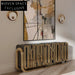 Modern Gold Metal Console Sideboard Cabinet with Glass Storage