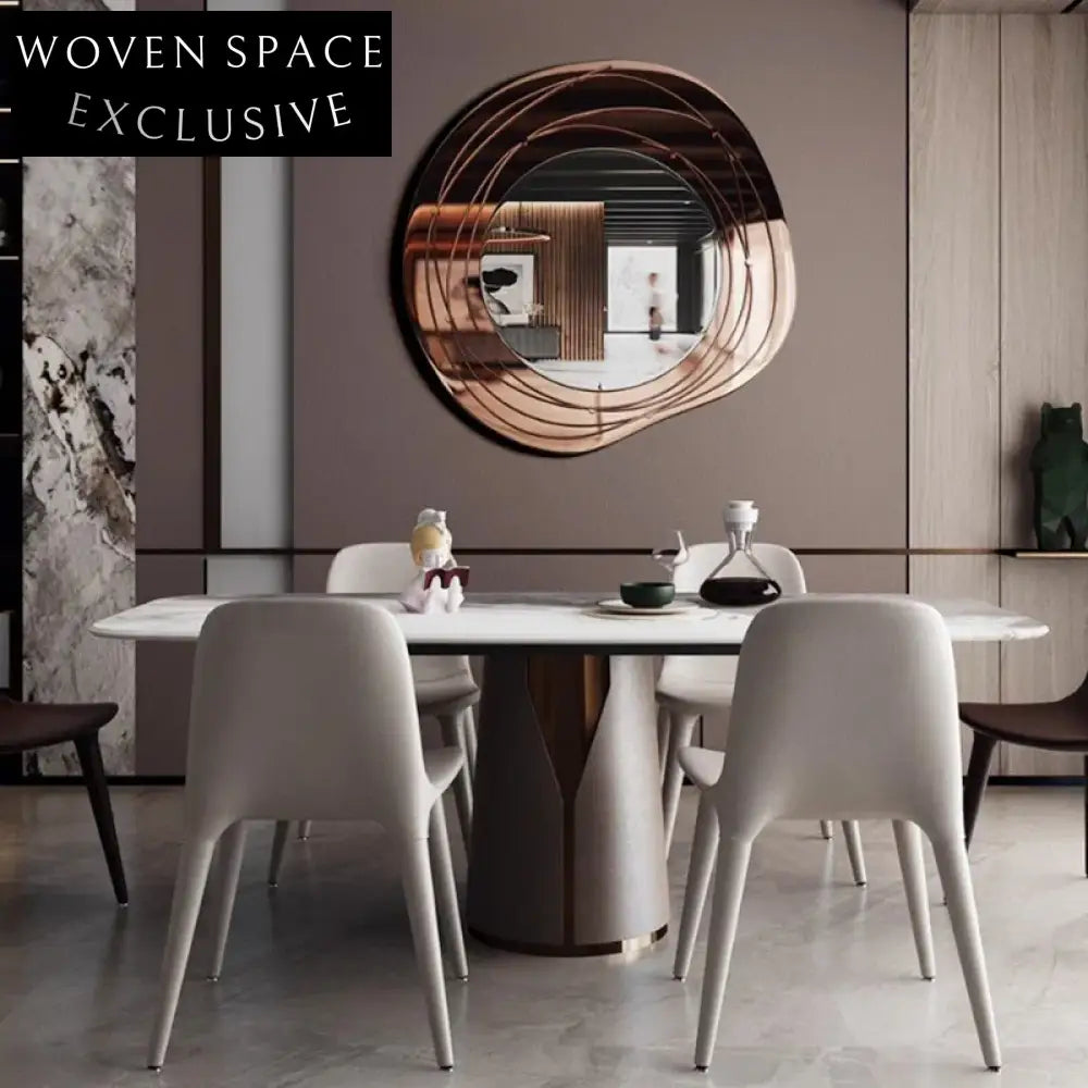 Modern Gold Metal Frame Round Wall Mirror for Living Room & Bedroom Decor