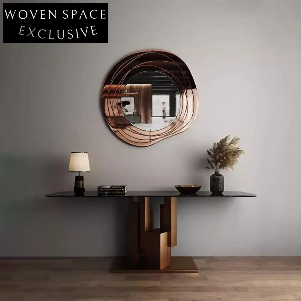 Modern Gold Metal Frame Round Wall Mirror for Living Room & Bedroom Decor