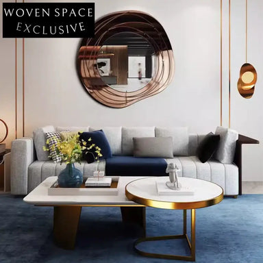 Modern Gold Metal Frame Round Wall Mirror for Living Room & Bedroom Decor