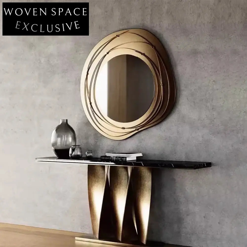 Modern Gold Metal Frame Round Wall Mirror for Living Room & Bedroom Decor