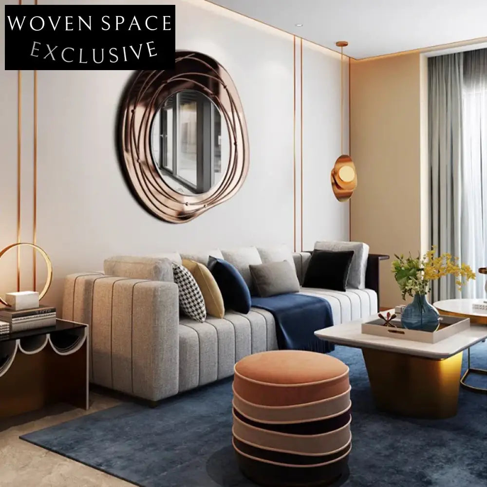 Modern Gold Metal Frame Round Wall Mirror for Living Room & Bedroom Decor
