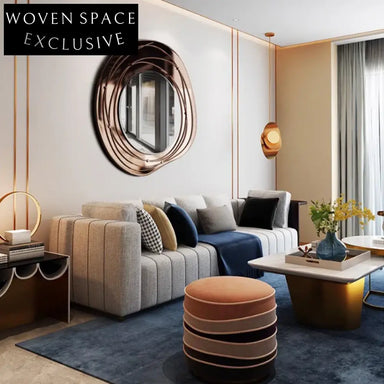 Modern Gold Metal Frame Round Wall Mirror for Living Room & Bedroom Decor